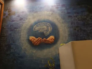 Brain mural at the entrance of Brain & Co. Mumbai